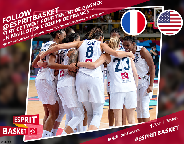 EspritBasket's tweet photo. #Jeu Follow + RT pour tenter de gagner un maillot des Bleues à l'occasion du match de cette nuit France 🇫🇷 - 🇺🇸 USA !

Good luck 💪
#EspritBasket https://t.co/8MWvZcl5Wk