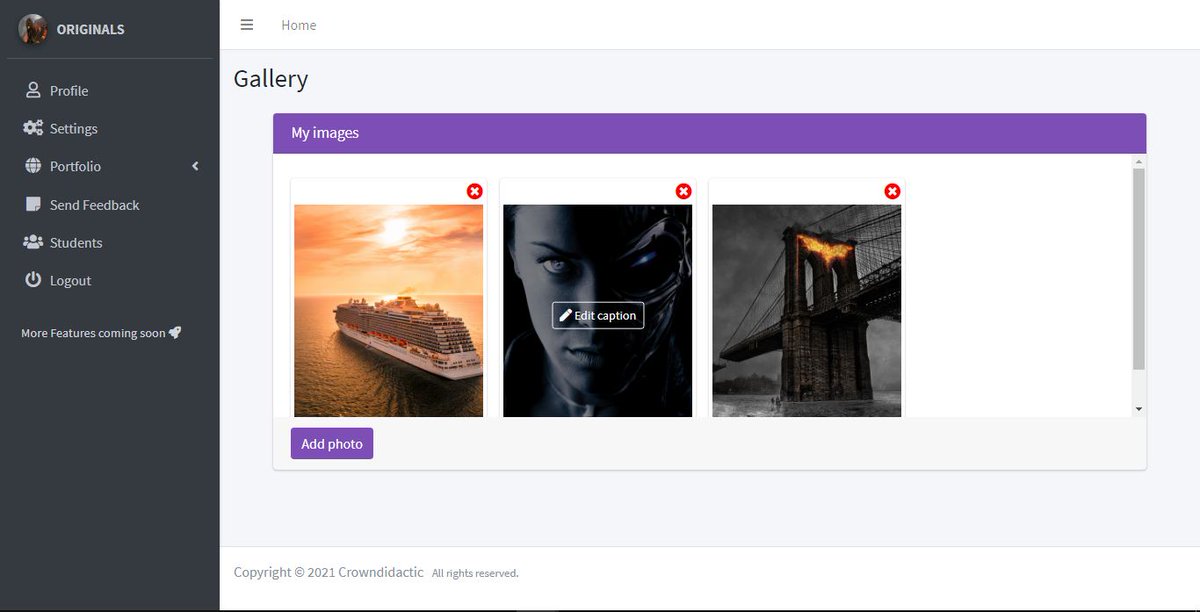 CrownDidactic's tweet photo. Also, you can now add a caption to an image, which would display on the portfolio websites when image is hovered or clicked. https://t.co/GVHR4Zd48W