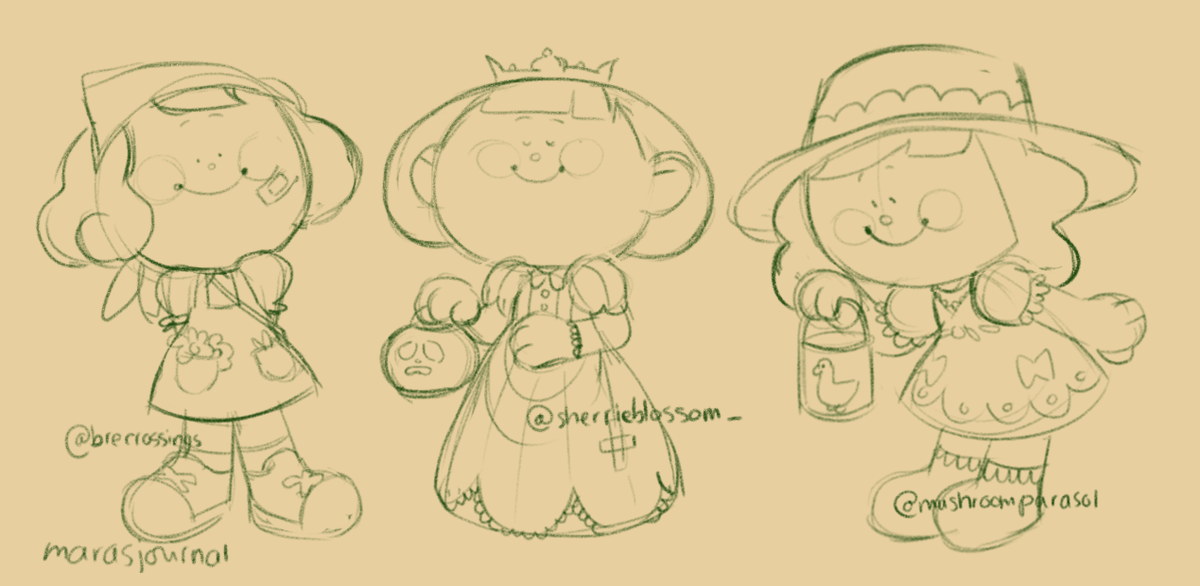 Thank you for all the kind words and those who wanted me to draw them!! Sorry I couldn't draw everyone who asked although I wish i could 💕:) Here's some sketches, I'll finish them bit by bit! 
<a href="/brecrossings/">breanna. 🌷</a> @sherrieblossom_ <a href="/mushroomparasol/">alissa 🌱࿔*:･</a>