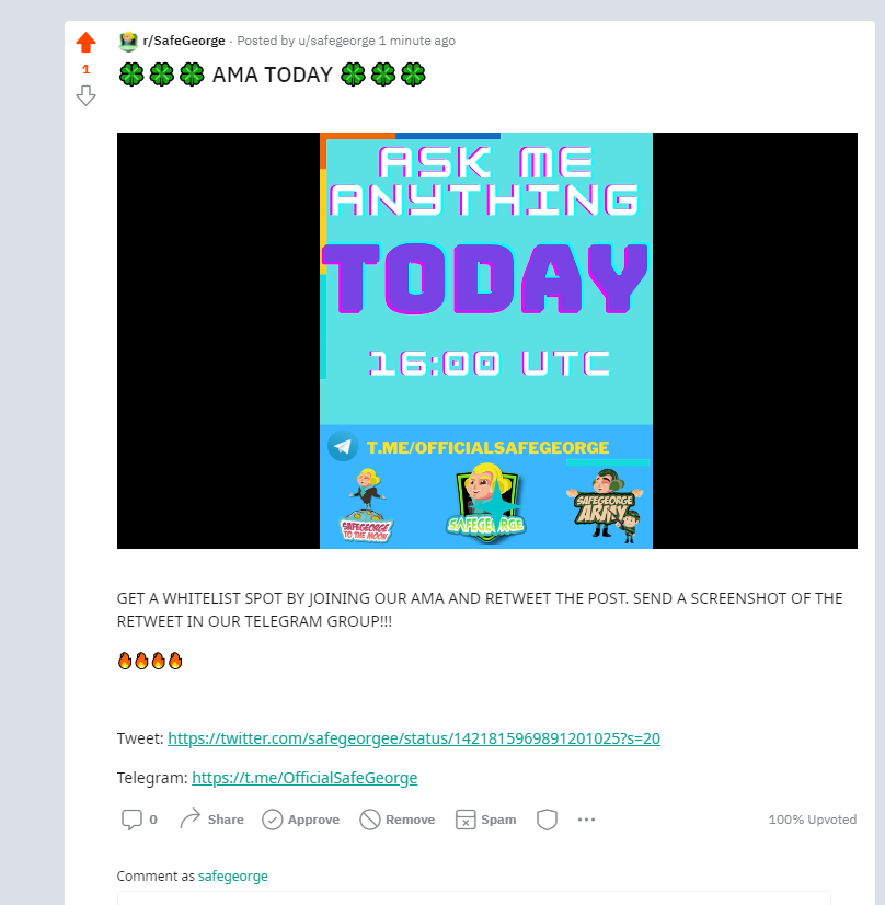 safegeorgee's tweet photo. AMA is starting soon. 

JOIN US: https://t.co/SCd43aQtTu https://t.co/XPe5XkMmwt