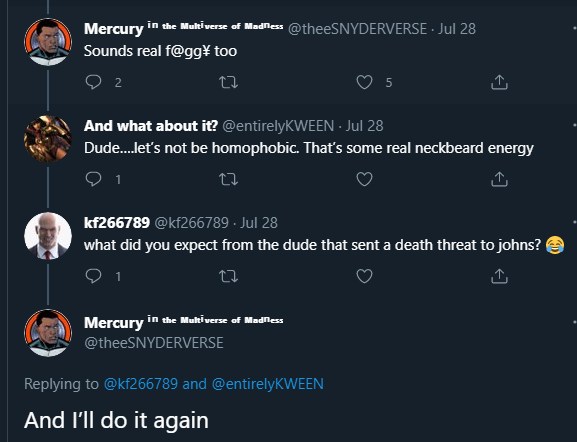 SnyderCutCringe's tweet photo. so much hatred among the more popular cultist accounts

report https://t.co/mhWgnmmFQz