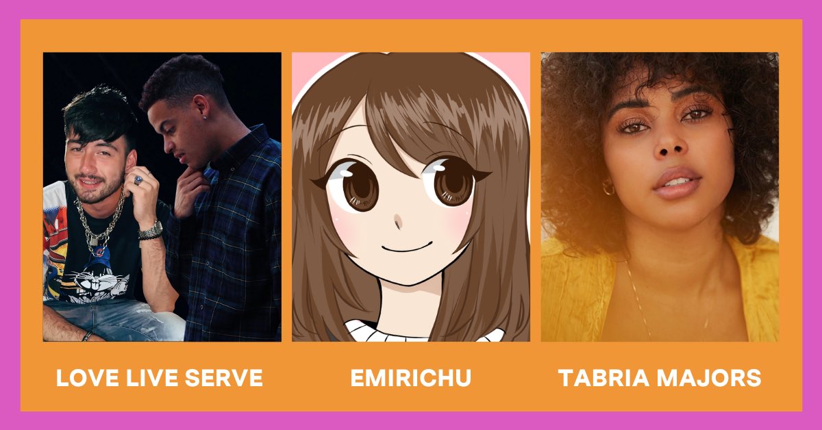 VidCon's tweet photo. Current mood = 🥳🥳🥳 because @noahboat_, @RyaBurton, @EmirichuYT &amp; @TabriaMajors are all headed to #VCUS21 as Featured Creators. Reply with YOUR mood using only emojis! https://t.co/W3aMVQwtQh