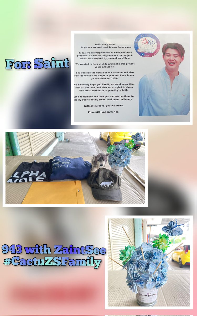ZS_LatinAmerica's tweet photo. Today we are very excited to inform all the CactuZS that our "Adopt a Wolf for ZS" project has already been delivered to Nong Saint. This project is born from the love that each of us have for our boys.
Happy Anniversary Nong @Saint_sup
943 with ZaintSee
#CactuZSFamily #WolveZS https://t.co/PmNRbzZ2ab