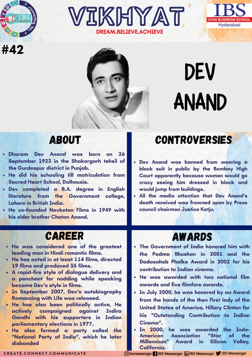 IbsMessenger's tweet photo. If I wanted, I could have ruled half of Bombay.

- Dev Anand

#𝗧𝗲𝗮𝗺𝗩𝗶𝗸𝗵𝘆𝗮𝘁
#𝗧𝗲𝗮𝗺𝗜𝗕𝗦𝗠𝗲𝘀𝘀𝗲𝗻𝗴𝗲𝗿
#𝗖𝗼𝗻𝗻𝗲𝗰𝘁𝗶𝗻𝗴_𝗜𝗕𝗦 https://t.co/5vBkgUD6jx
