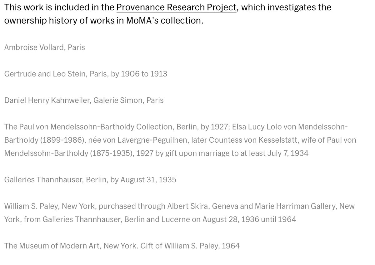 OpenLinkArtData's tweet image. Erasing Jewish owners from the Catalogue Raisonné.
Daix and Boudaille's catalogue, Picasso: The Blue and Rose Period (1967), jumps from Vollard to Thannhauser, omitting Paul Mendelssohn-Bartholdy. 
#falsifying #history #patterns #Holocaust