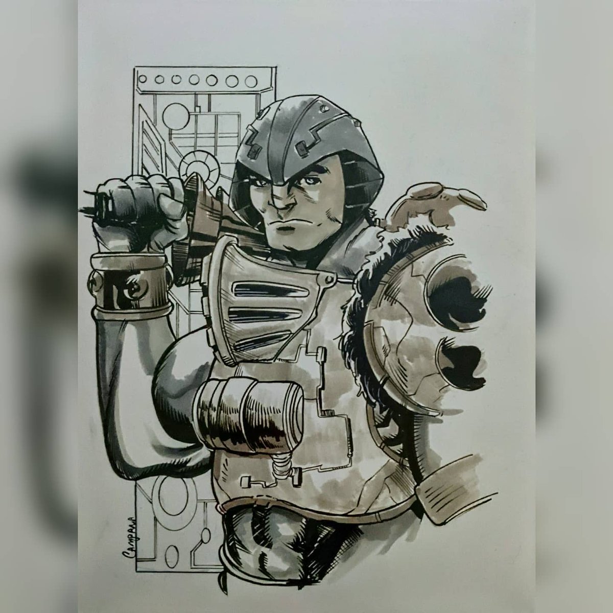 PodManifest's tweet photo. Final commission from @campanaart1 of #Man_At_Arms #MOTU #NoMoustache from @ItsTerrifiCon https://t.co/kddALdl0Fw