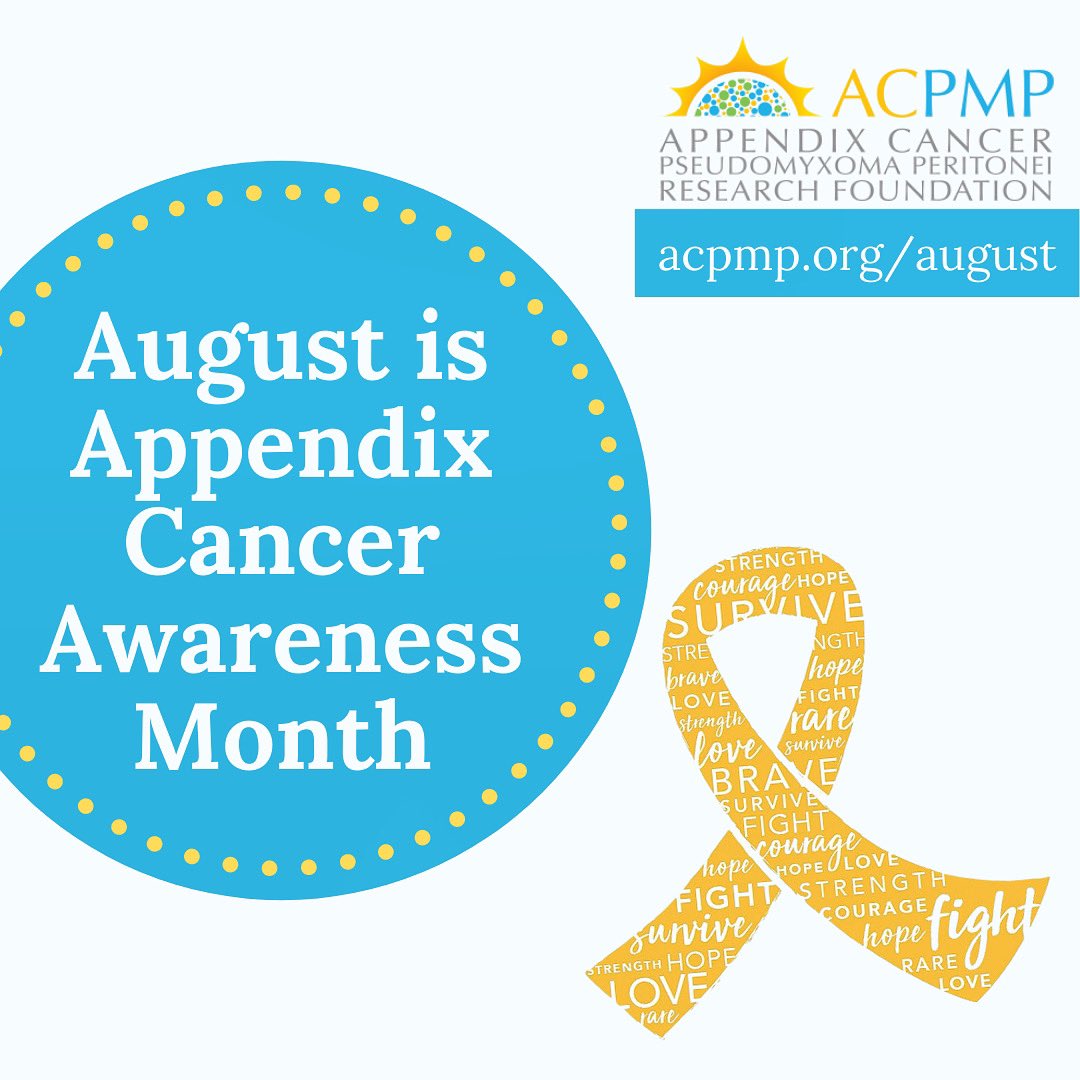 acpmpresearch's tweet image. Happy August! Today is the official start of #appendixcancer awareness month!🎗🎉 Help us spread the word and raise awareness — Turn August Amber for Appendix Cancer! acpmp.org/august #AugustForAppendixCancer