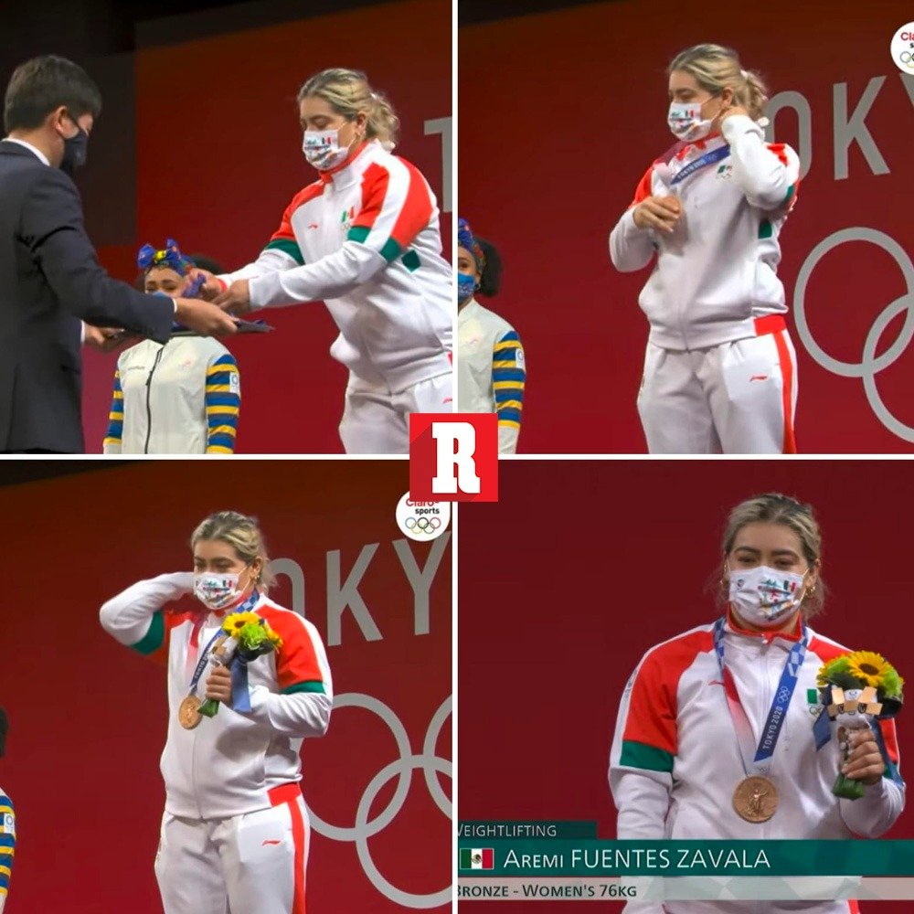 ¡SÍ SE PUDO! 🥉 Aremi Fuentes consigue subirse al podio en Halterofilia 76 kg Femenil de #Tokio2020 La mexicana se colgó la medalla de bronce.