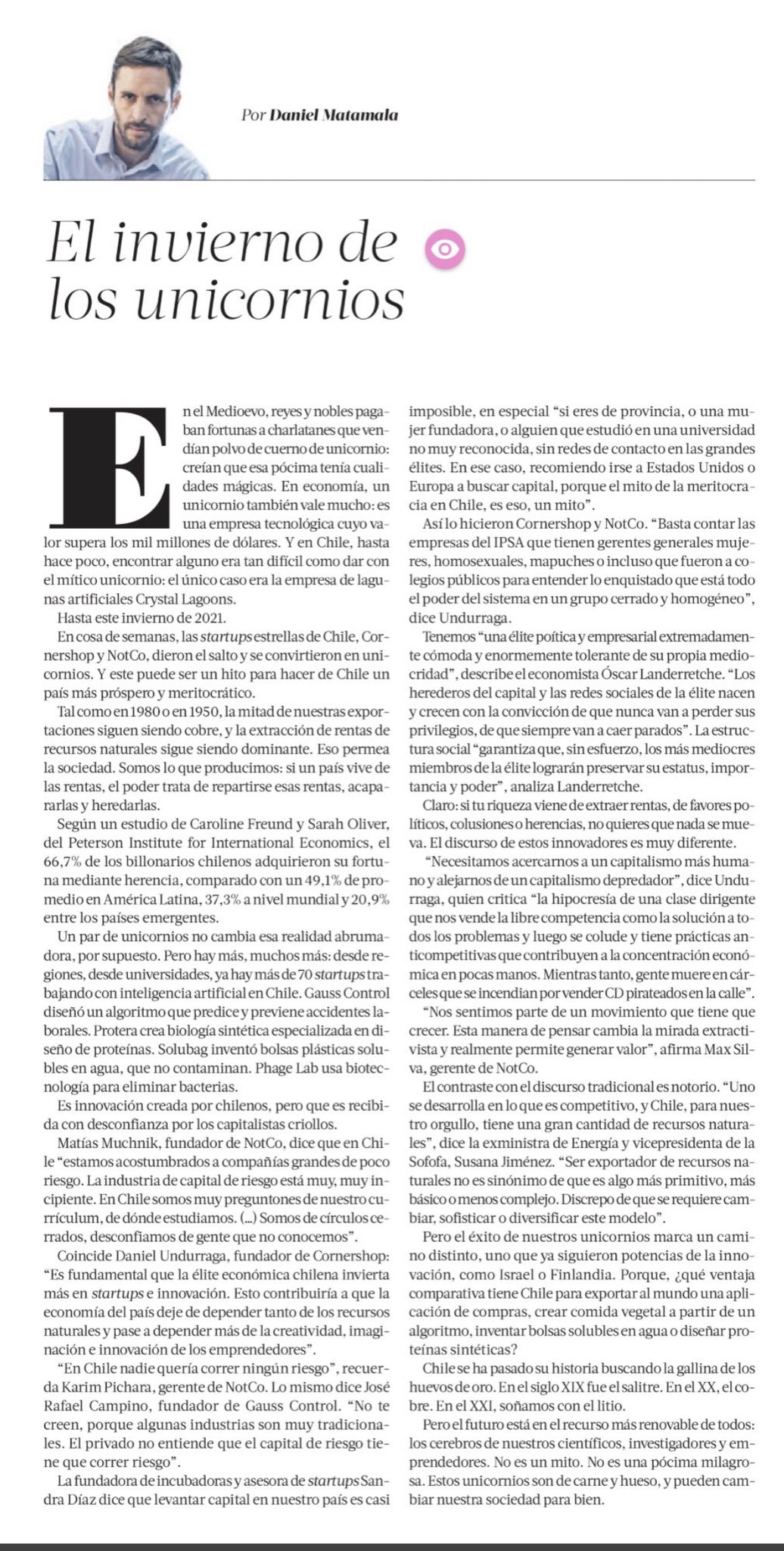 Daniel Matamala On Twitter Columna El Invierno De Los Unicornios