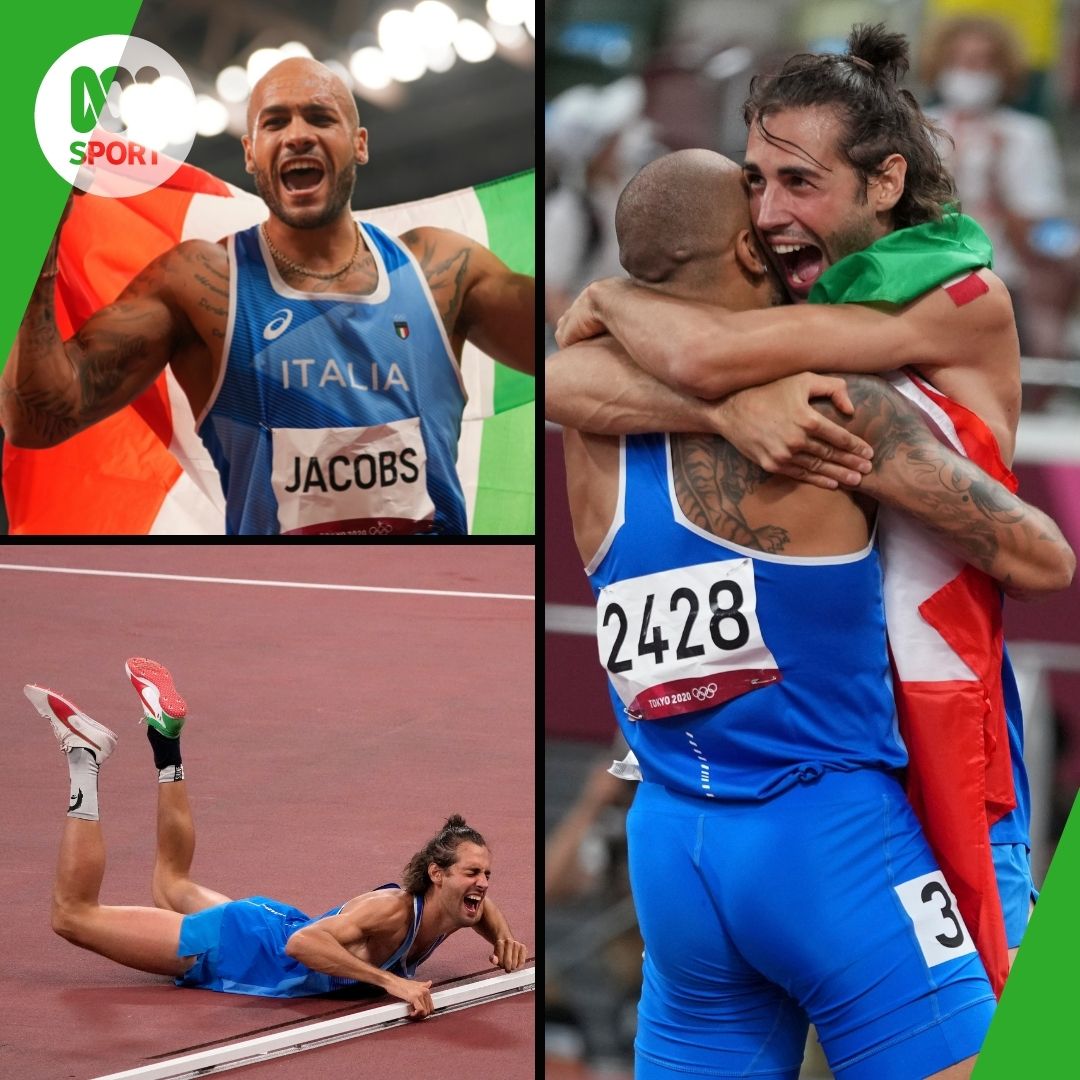 🇮🇹 🥇 What a crazy 20 minutes for Italy! 💚🤍 ️ 100m sprinter Lamont Marcell Jacobs and high jumper ...