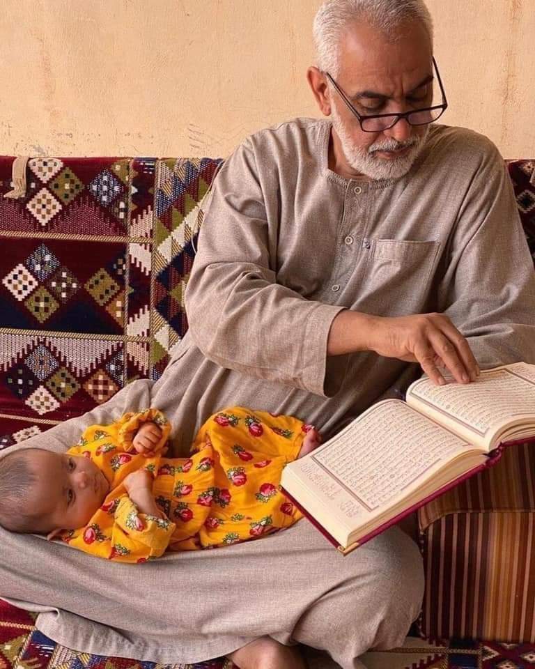 Grandfather and granddaughter