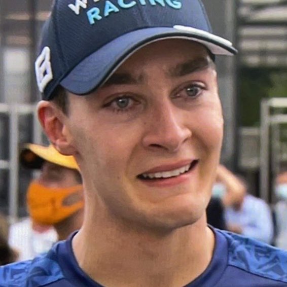 ESPNF1's tweet photo. George Russell couldn’t hold back the tears after finishing in the points 🥺 https://t.co/Zh1Ko8jFrc