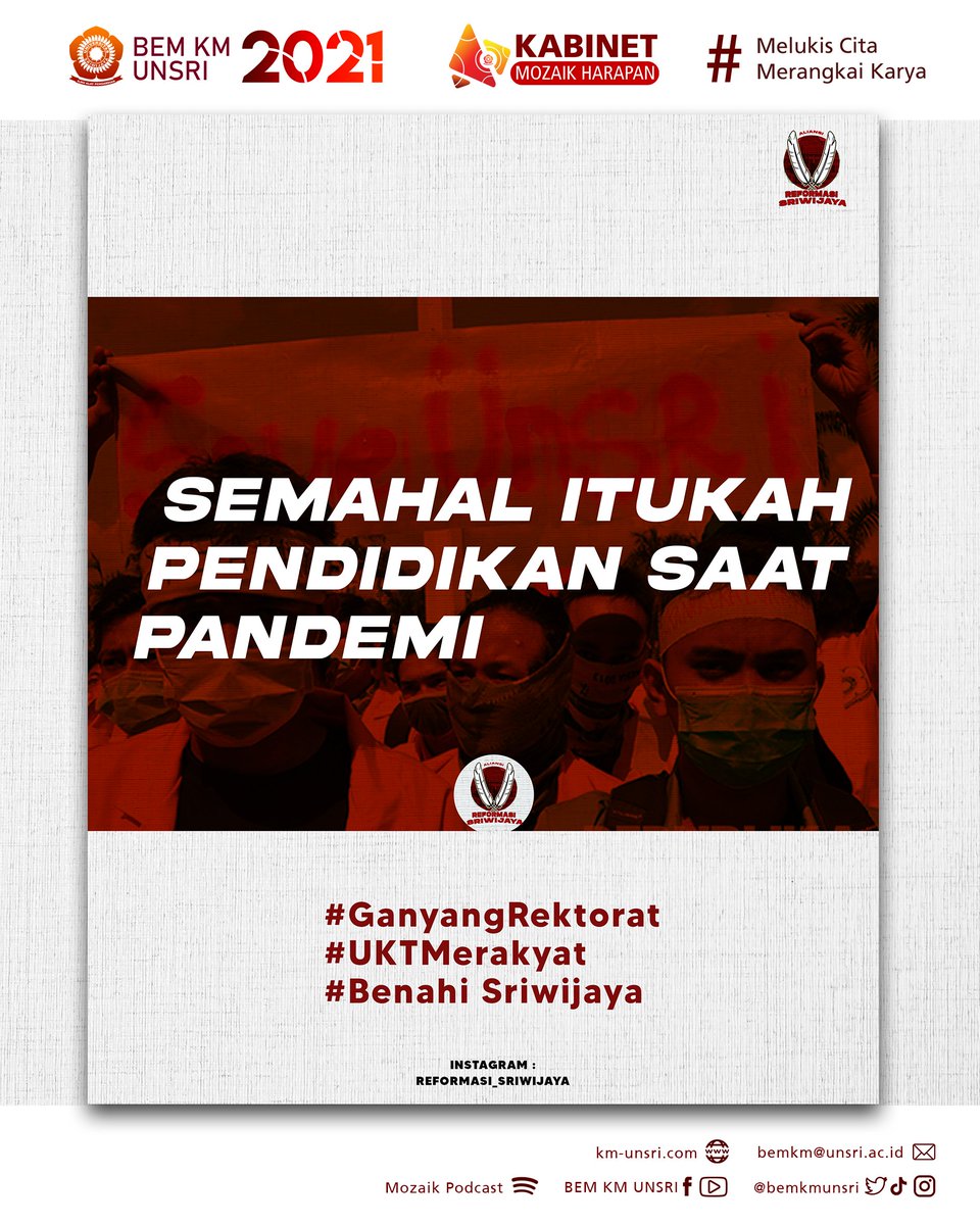 Bumi sriwijaya, jangan sampai pendidikan di tanah mu sangat mahal !!

@ReformaUnsri

#GanyangRektorat
#UKTMerakyat
#BenahiSriwijaya