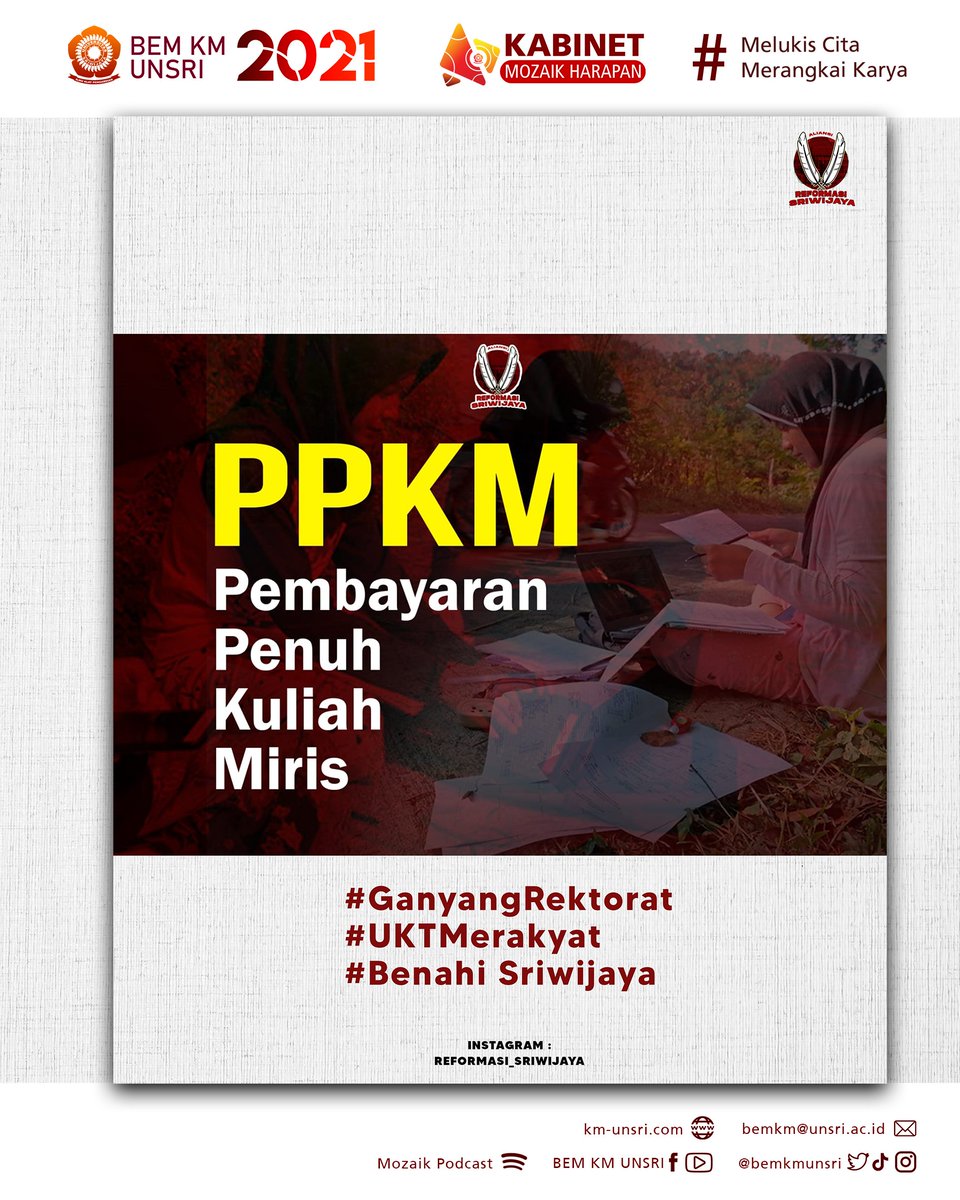 duh PPKM banyak artinya. semoga bukan jadi arti yang seperti ini :)

@ReformaUnsri

#GanyangRektorat
#UKTMerakyat
#BenahiSriwijaya