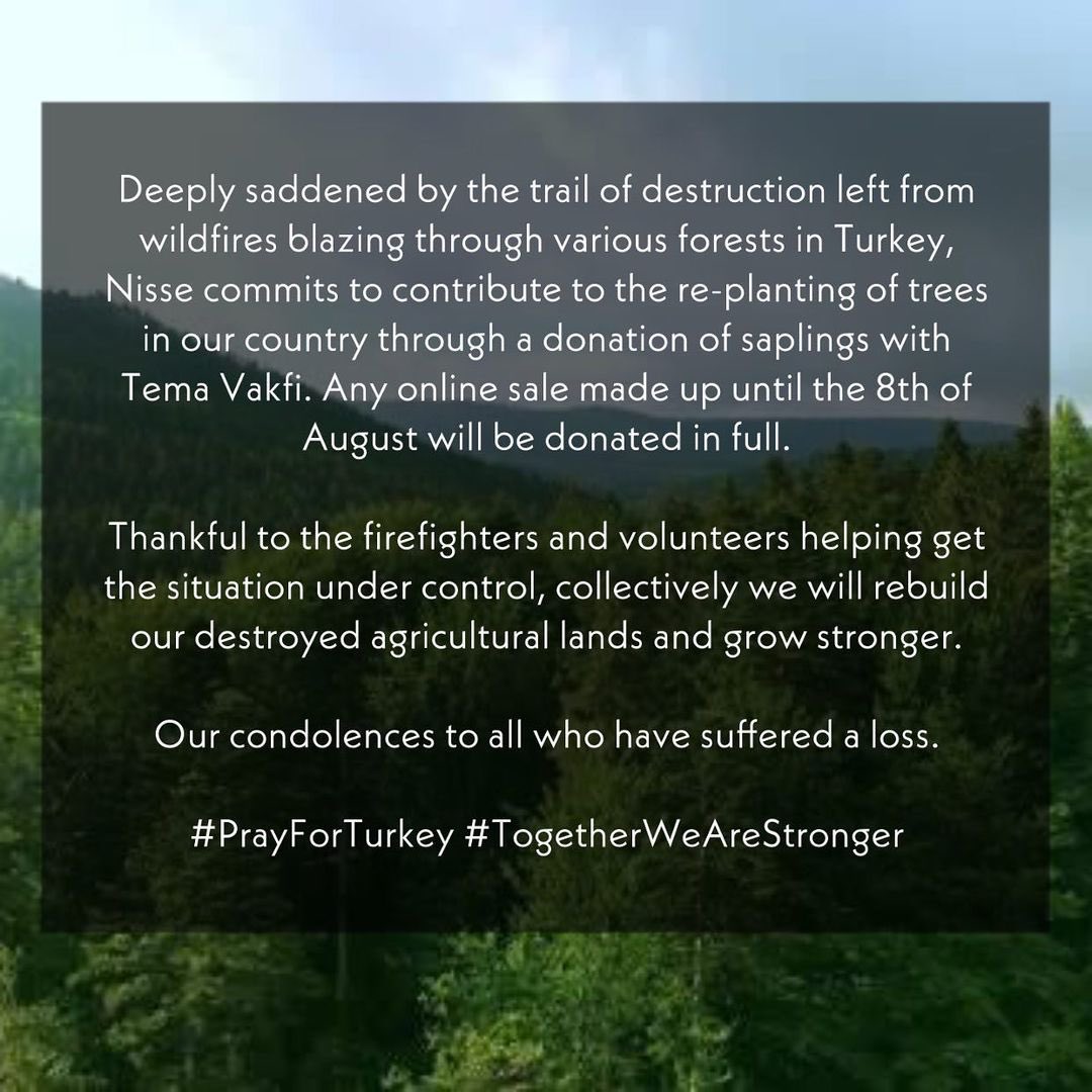 NisseOfficial's tweet photo. Deeply saddened by the trail of destruction left from wildfires blazing through various forests in Turkey. 🙏 We are taking action now. Together we are stronger. 
#PrayForTurkey #TurkeylsBurning https://t.co/ybErCeFXsl