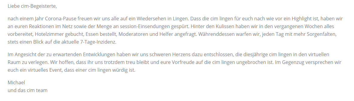#News Teilen erwünscht. Mehr Infos: cim-lingen.de