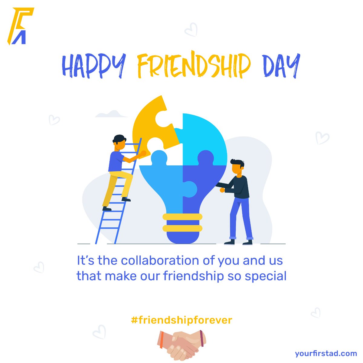 your_FirstAd's tweet photo. Your collaboration with us influences our happiness immensely.
Let's exchange _friendship b(r)ands_ this Friendship Day, and promise to always get along and flourish, together!
Put it there, bros ๐ค don't leave us hanging!
#yourFirstAd #friendshipday #revolutionizing_market https://t.co/uekzKTapW0