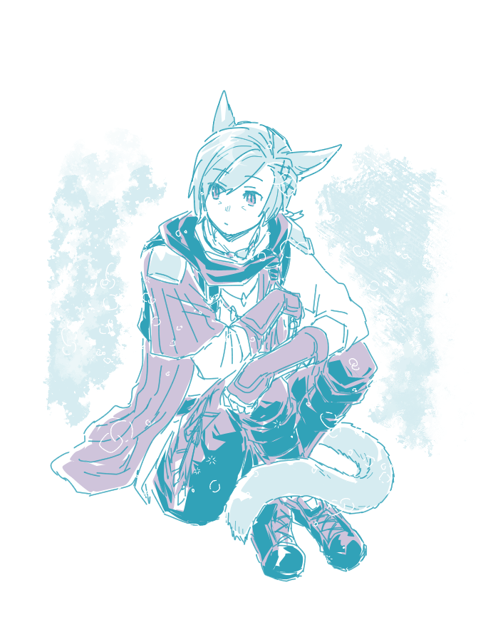 miqo'te solo animal ears 1boy sitting cat ears male focus  illustration images