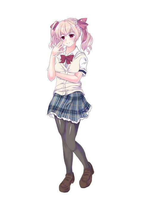 自作ゲームの敵キャラの白根美沙の制服ver描きました。差分はまた、明日やります。 