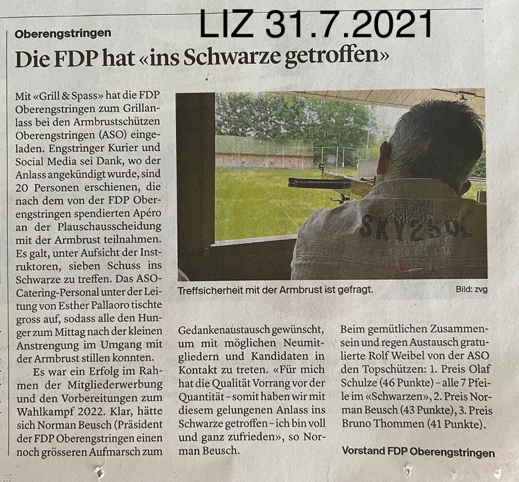 FDP_Engstringen's tweet photo. Volltreffer: Danke an alle Schützen für den grossen Spass beim Armbrustschiessen in Oberengstringen!
Bei bestem Wetter, kühlen Getränken und Gegrilltem haben wir "ins Schwarze getroffen". Seid ihr nächstes Jahr wieder dabei? Folgt uns auf Twitter und auf https://t.co/NB6w5xIKgT😊 https://t.co/BwijsZQQnc