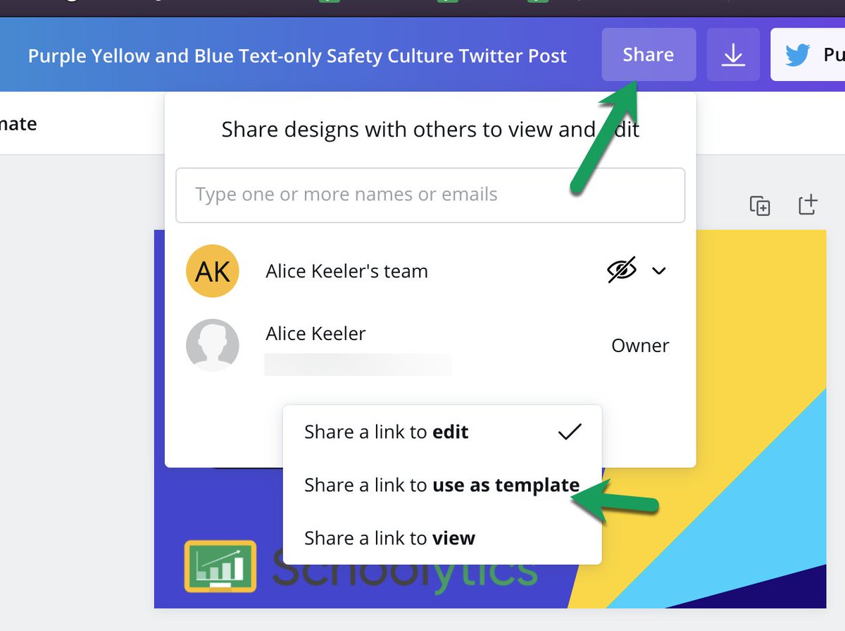 Using <a href="/canva/">Canva</a> ?? Click on SHARE and use the tiny arrow next to edit to switch to "Share a link to use as a template"