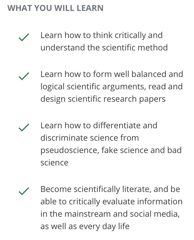 The University of Alberta’s free online critical thinking and science literacy course to help people differentiate science from pseudoscience: ualberta.ca/admissions-pro… #ScienceUpFirst