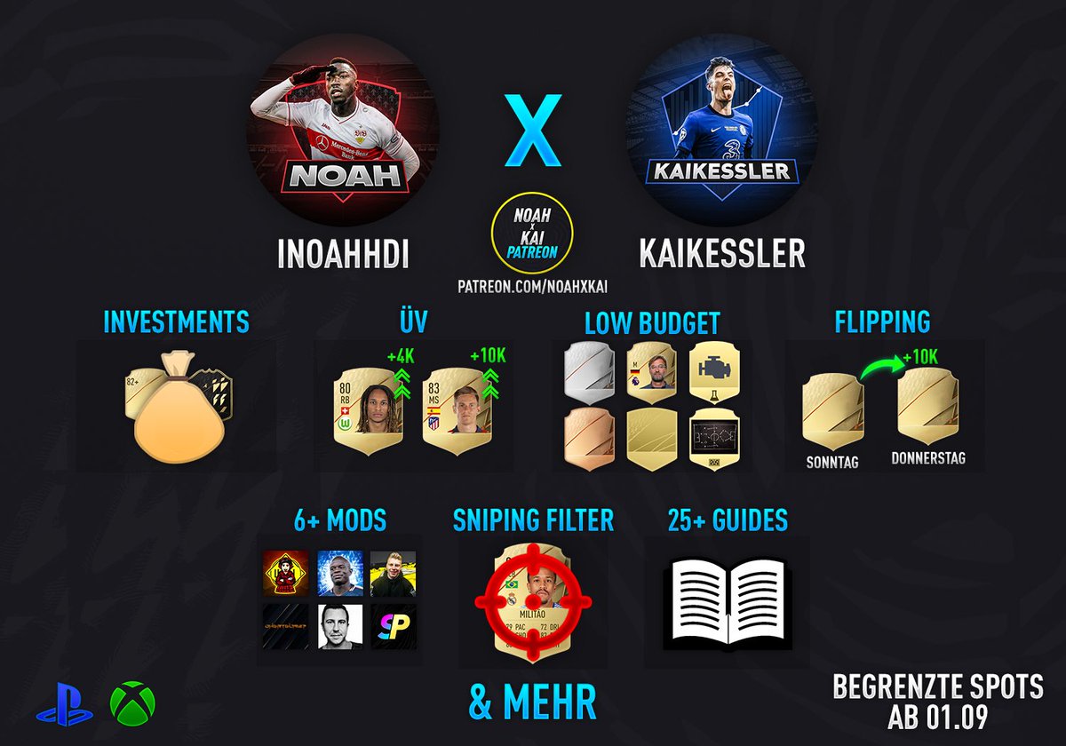 KaiKessler15's tweet photo. 🚨 Ankündigung 🚨

Wir freuen uns, euch verkünden zu dürfen, dass der @xNoahHD1 x Kai Patreon zum 01.09. starten wird 🔥

https://t.co/HpJ6UMHML3

Toll so eine Möglichkeit zu haben, danke an jeden Unterstützer ❤️
Wir stehen gerne für fragen per DM offen🙏 https://t.co/VAL220vyFJ