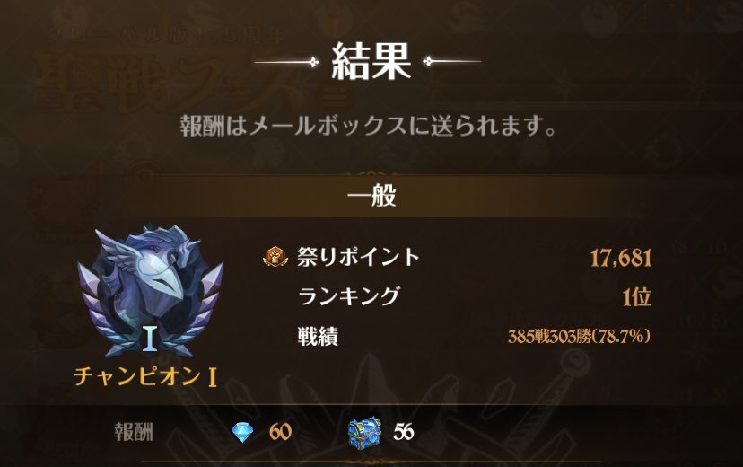 napi0202's tweet photo. 初めての一般1位！
ワイン400個以上余ってしまった🙄
#グラクロ https://t.co/HDgVdP7Sgp