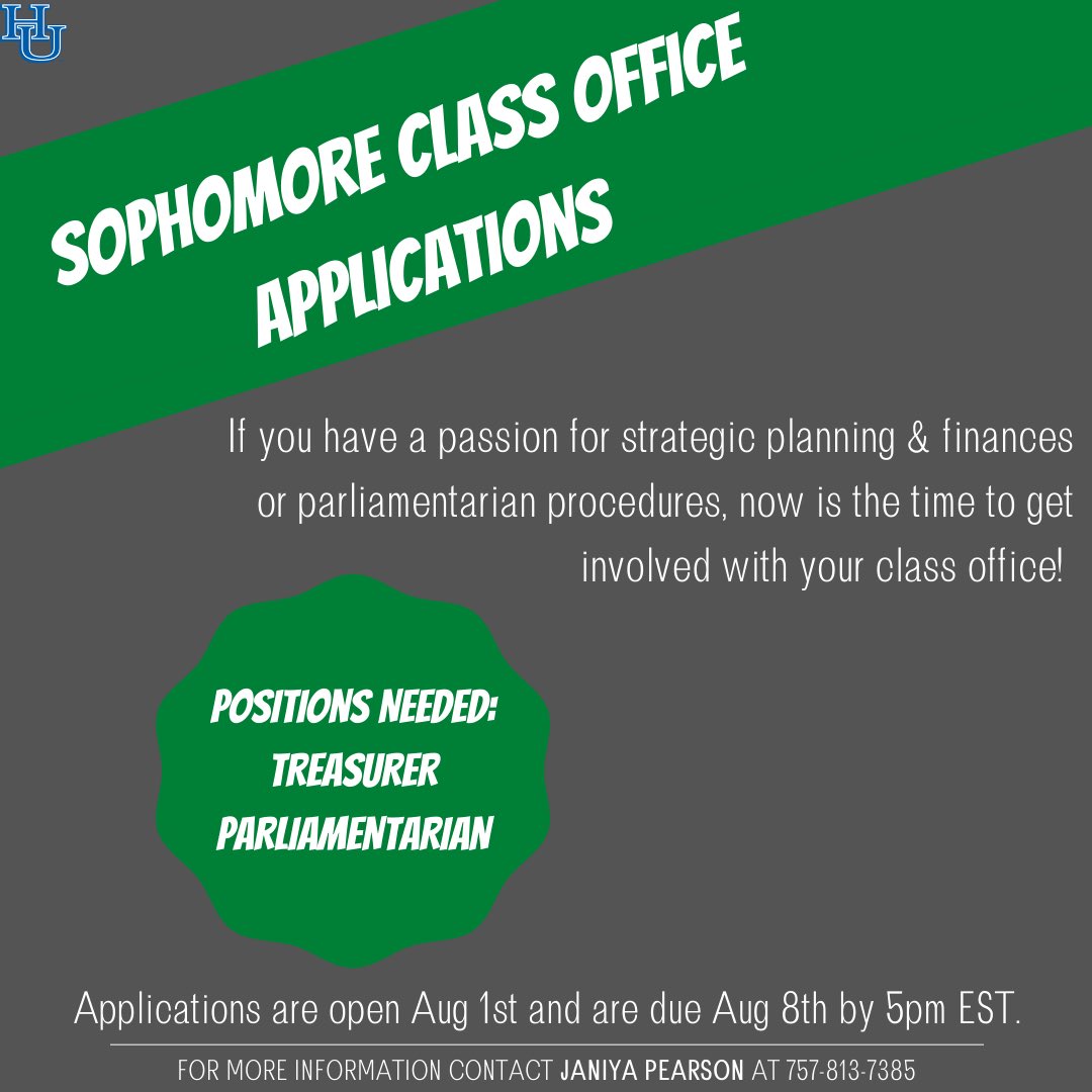 HEY OGRES ‼️Are you interested in being a part of your sophomore class office? We are looking for two positions to be filled. If you want to hold the position of treasurer parliamentarian for the Sophomore Class Office, click the link in our bio to submit your applications!