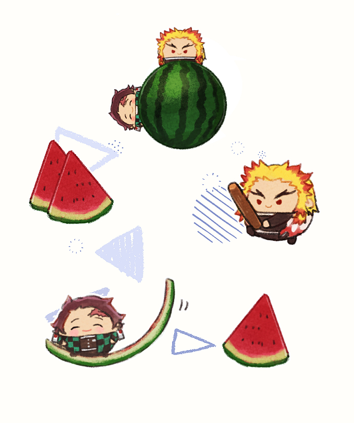 竈門炭治郎 ,煉獄杏寿郎 「🍉 」|やまのイラスト