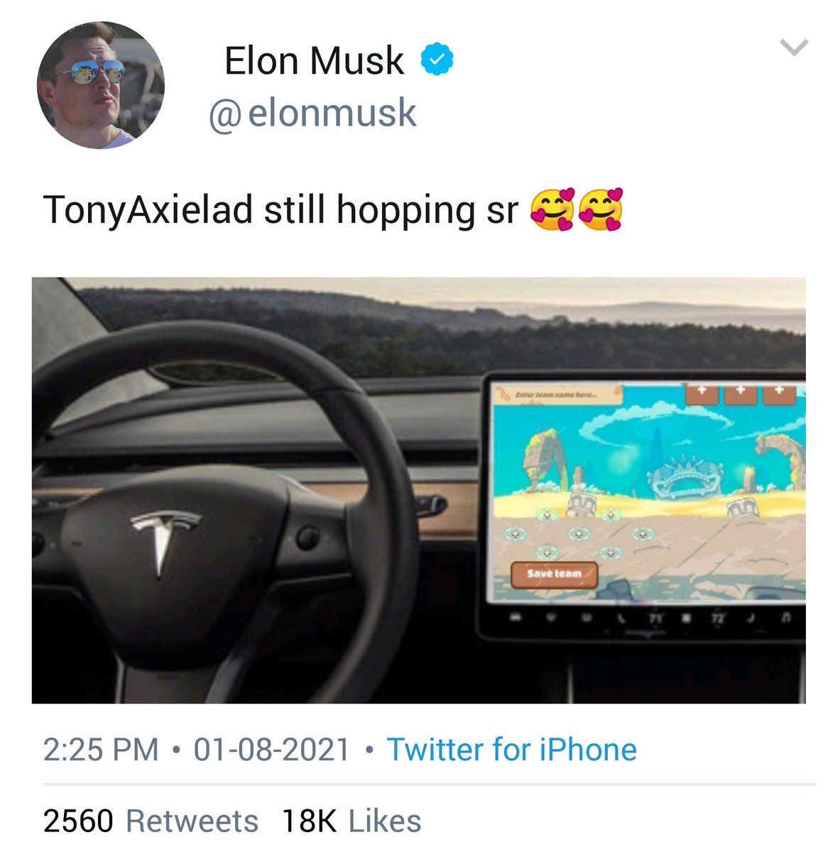 TAxieland's tweet photo. Really? 😂😂
Mr. Musk, if you want to participate in the @scholarship draw, follow the instructions 🔽🔽🔽
https://t.co/AaK4cJZsvm
@AxieInfinity https://t.co/Eq0NJwHnWN