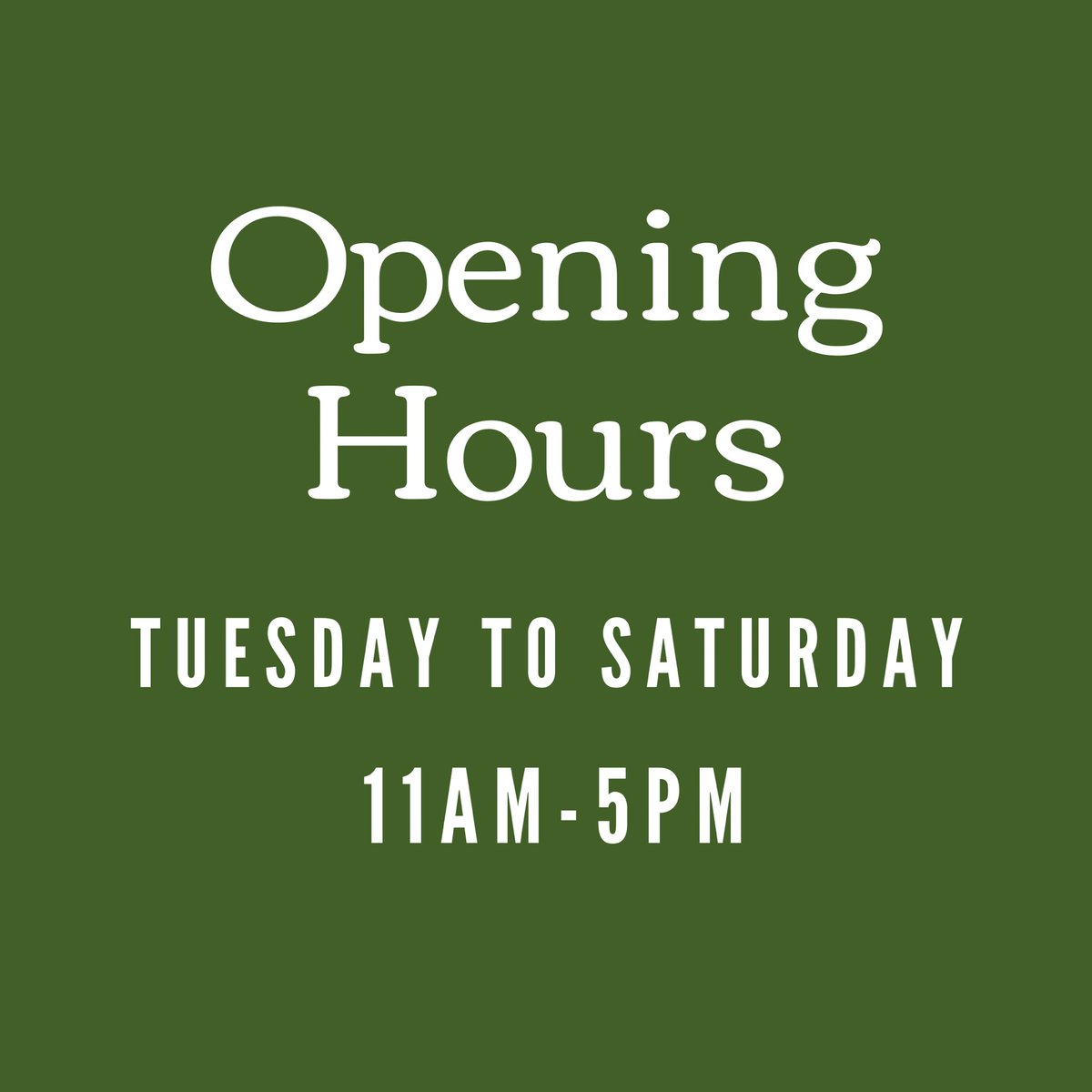 We will be closed on Mondays for a while, starting this week!