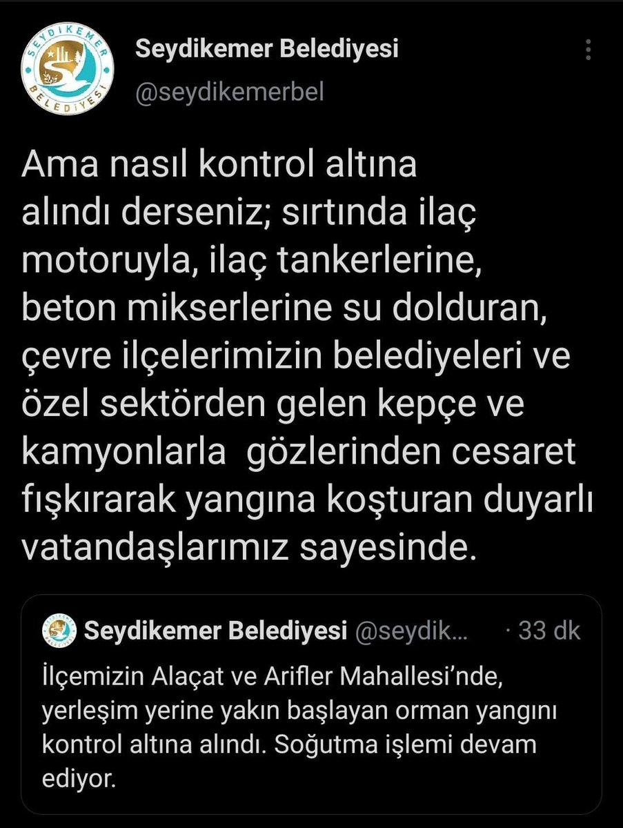 Seydikemer Belediyesi'nin paylaşımı: