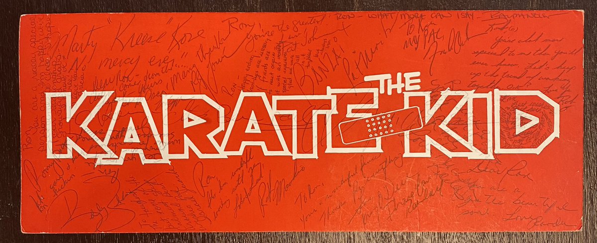 Look what I found in my box goodies.  It’s an original production card signed by, well, just about everyone 😎

#karatekid #productionteam #castandcrew #originals #memories #80smovies #cobrakaineverdie #nomercy