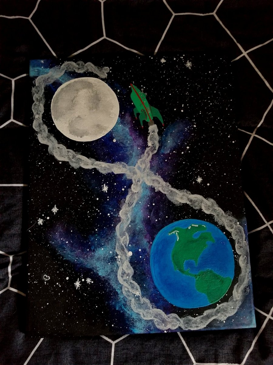 HeyyItsVixen's tweet photo. To The Moon &amp; Back 
🌎🖤💛🚀💛🖤🌑
@ItsBeez902 
#artwork #acrylicpainting https://t.co/mYjStUpDrH