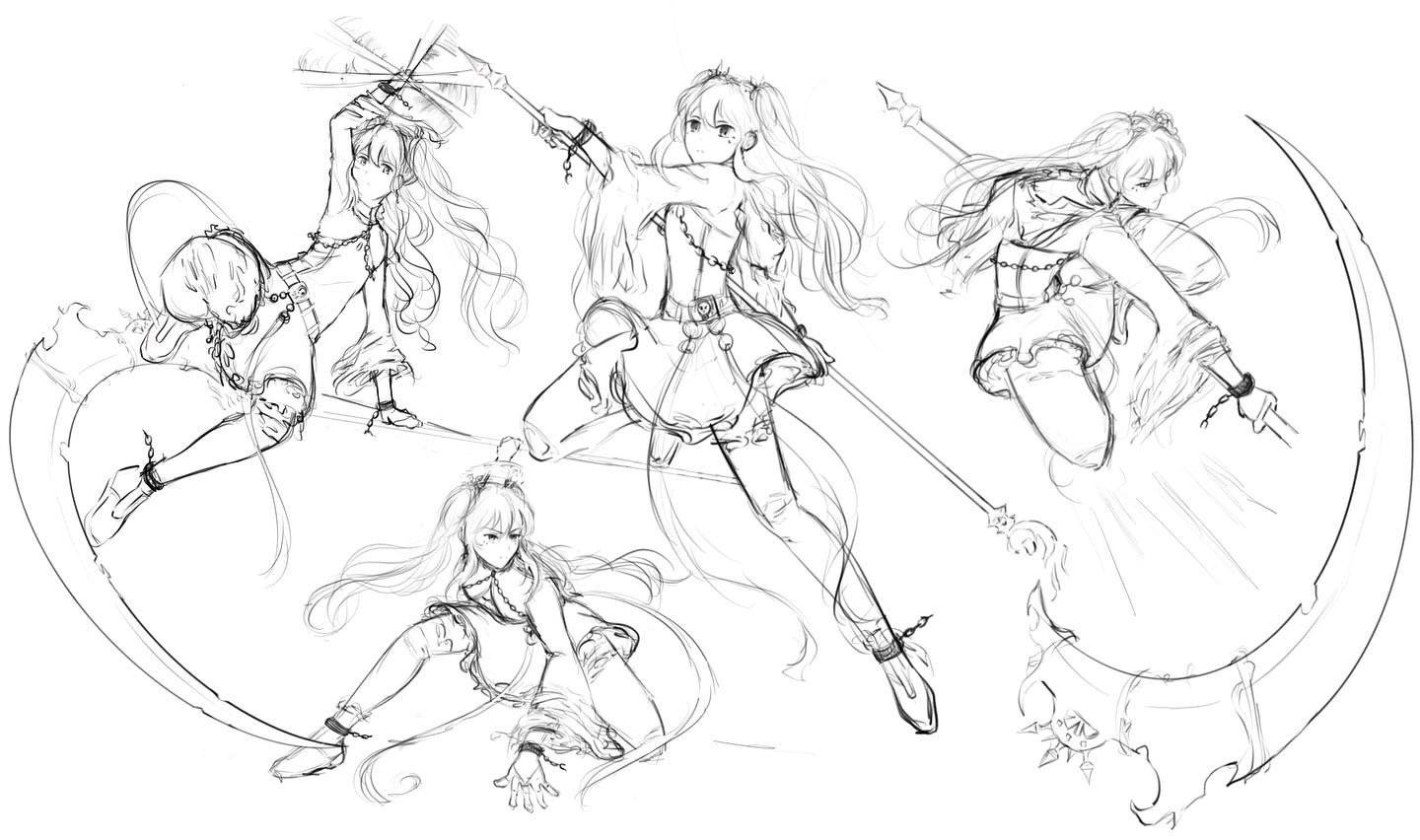 prompthunt: anime dynamic action poses sketch sheet, trending on