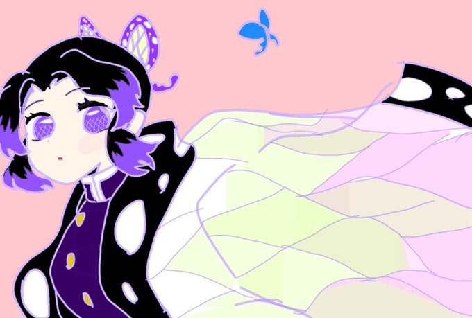 ┣ﾘ┣ﾘさんがTwitterに投稿した胡蝶しのぶ(鬼滅の刃)のイラスト。