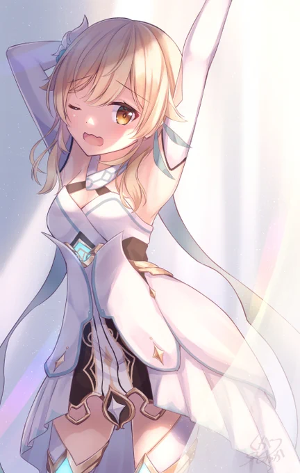 「ん～～～、おはよ・・・」

#原神 