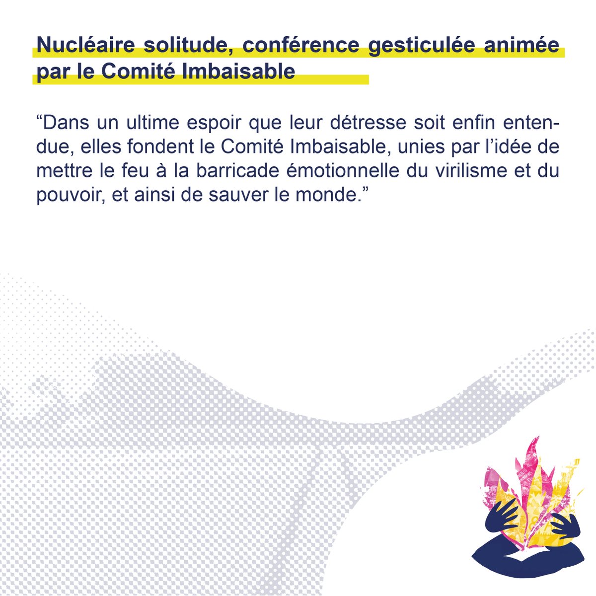 Logo des rayonnantes et texte de présentation de la pièce "nucléaire solitude"