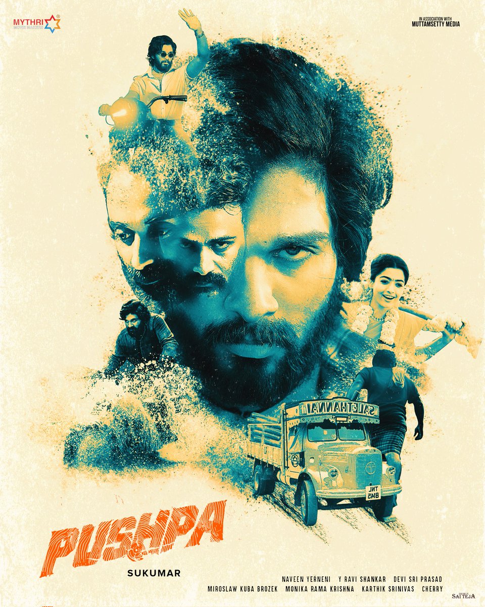 Route2watch's tweet photo. Fan made poster 👌👌👌👌

           #Pushpa 
#AlluArjun #FahadFaasil #RashmikaMandanna #Sukumar #DeviSriPrasad #PushpaRaj https://t.co/Gb2kFLZXNe