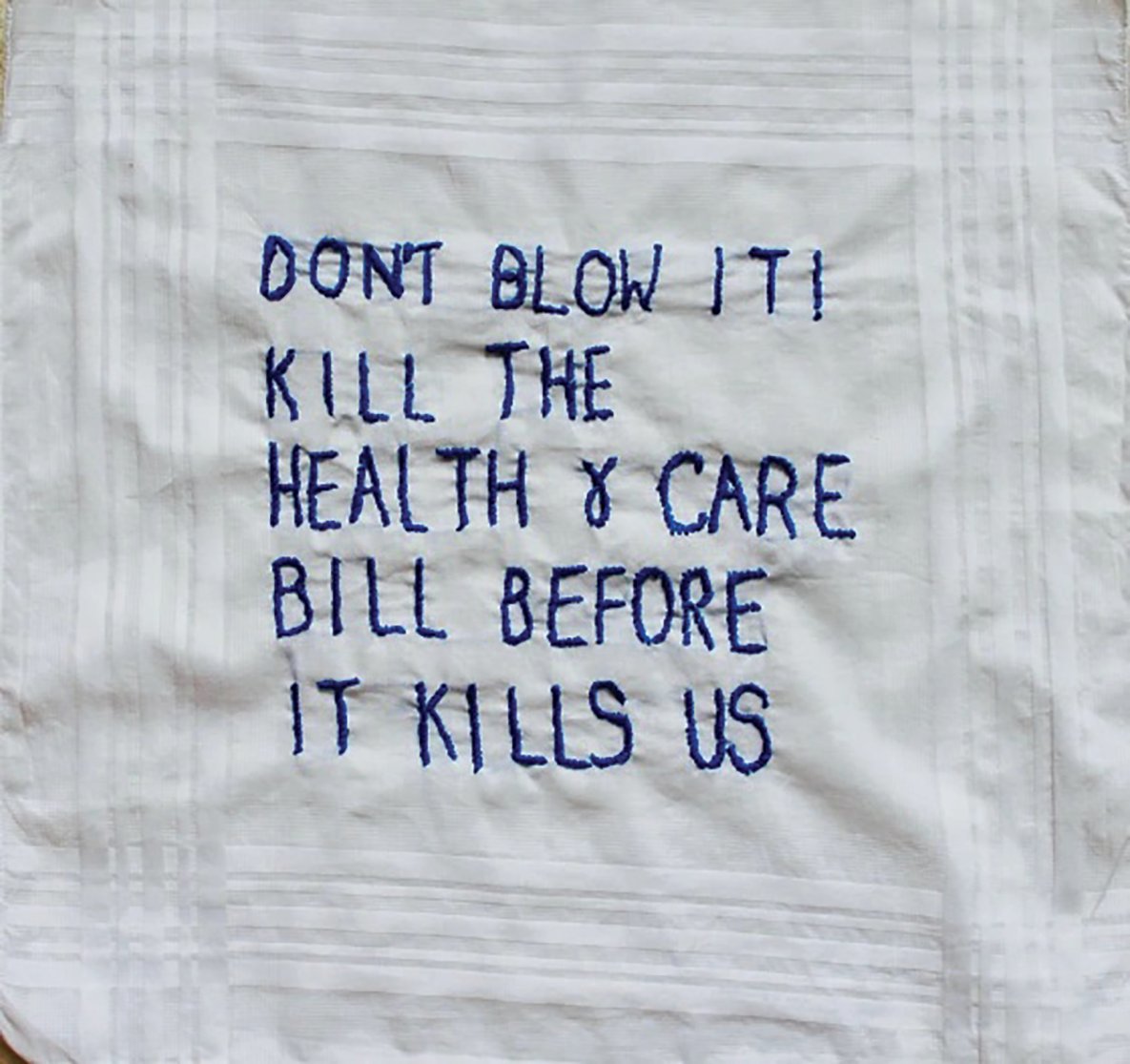 NHS activists embroider ‘kill the health bill’ hankies

ow.ly/FS2650FI3Je