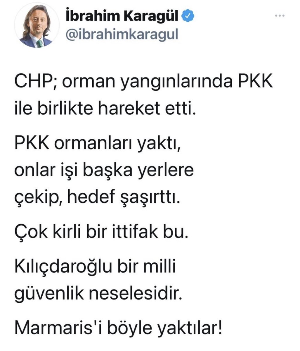 İbrahim Karagül isimli densiz hakkında yarın ilk işimiz suç duyurusunda bulunmak olacak!

Onun, aldığı talimatların gereğini yapmış olması ya da sahibine bağlılık göstermesi bizi ilgilendirmez!

Hakaret ve iftiralarının hesabını soracağız.

⁦<a href="/kilicdarogluk/">Kemal Kılıçdaroğlu</a>⁩