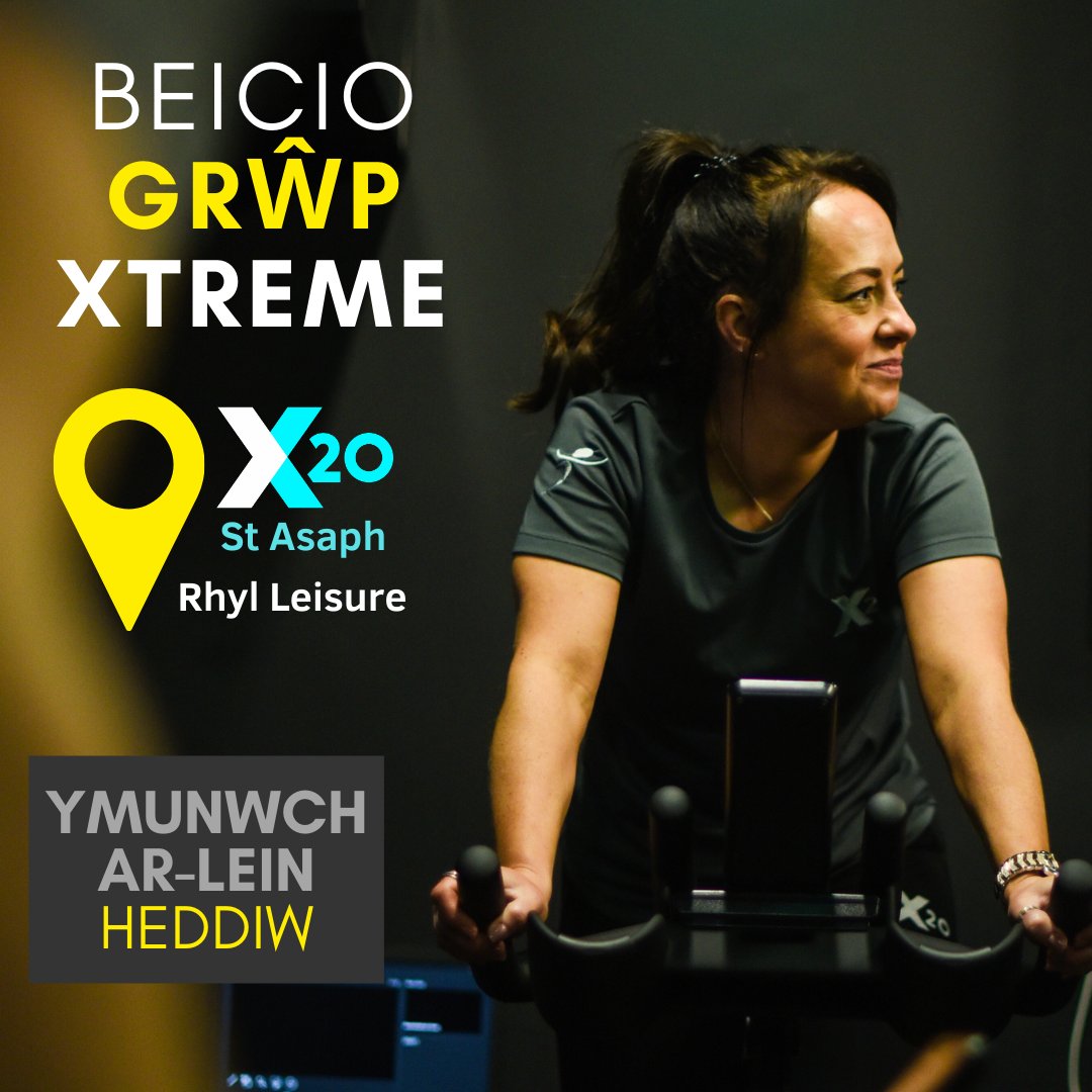 Archebwch sesiwn beicio grŵp Xtreme ar-lein rŵan: denbighshireleisure.co.uk/cy/canolfan-ha…
