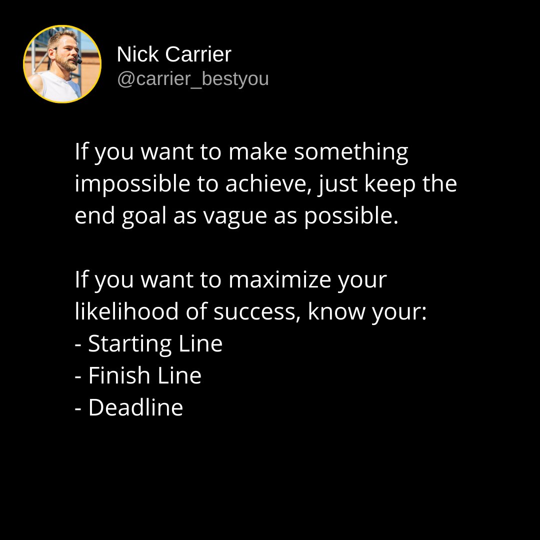 The more clear you are the more likely success is.

Don’t render your goals impossible to achieve by not defining what your finish line looks like.

#bestyou #1milerun #runtraining #nashvillerunning #eastnasty #capitolstepsworkout #nashvillerunclub #fitnessgoalsetting