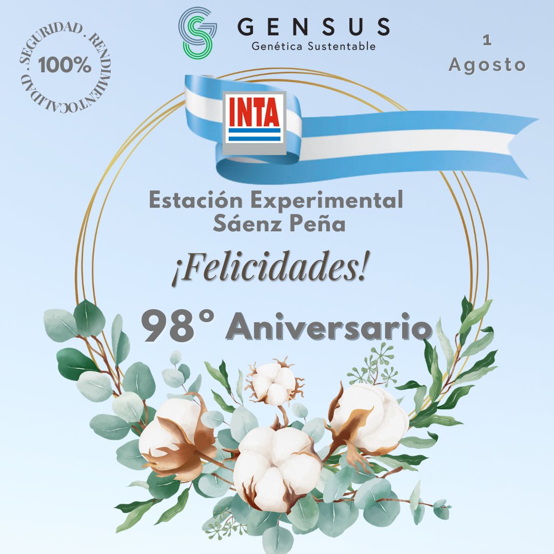 GensusArg's tweet photo. Saludamos a todos los colaboradores de la Estación Experimental @INTASaenz, por 98 años de trabajo y pasión en el desarrollo  del cultivo de algodón.

#inta #Gensus #algodon #somosgensus
@pvaquero50 @Jimena43197289 @alejfried https://t.co/AgApGoIo8X