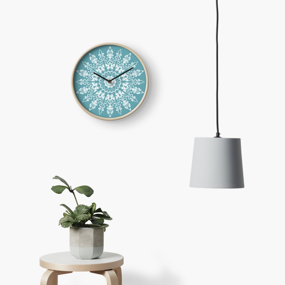 New teal blue flower mandala clock 🌸 15% off code: "SUBSURF15" 🌸 

🌸 redbubble.com/i/clock/Teal-B… 🌸