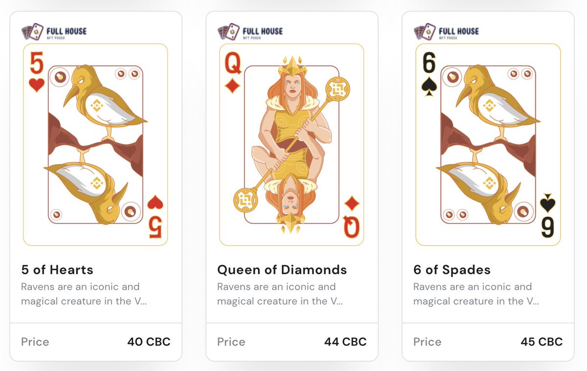 Found a bargain on the Full House Marketplace?

We like the look of this Queen of Diamonds, for sale for just 44 CBC - that's less than $3 right now 🚀

The card could earn you a share of one million CBC / $60,000 in the coming weeks

Check it out ➡️ app.fullhouse.io/marketplace