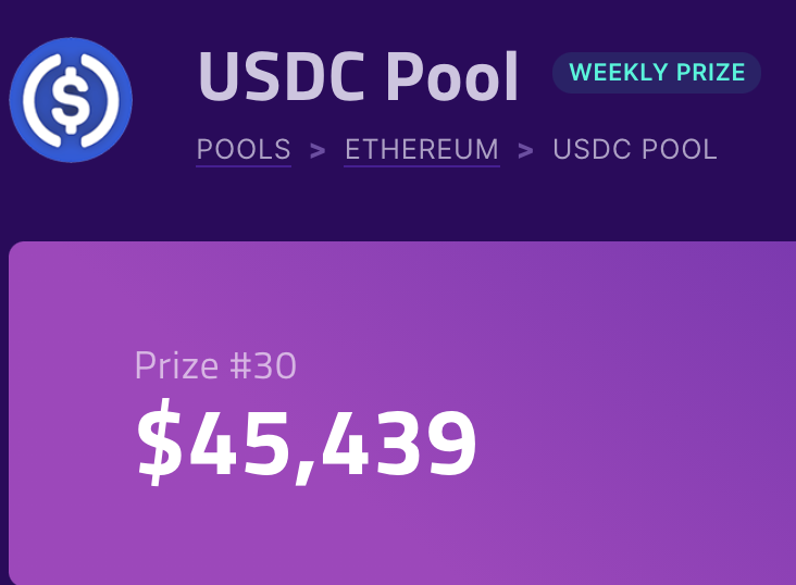 Bankless's tweet photo. Ultra Sound Summer means that it's... POOL SZN! 
🌴🌞🏊‍♀️ 🏊🌞🌴

Earn over 6% APR on your USDC with a chance to win $45,000 in this weeks USDC prize pool! 

With @PoolTogether_ you always win, and sometimes you win more!

Check it out here:
https://t.co/xNSNOhOsgM https://t.co/L7RVx13HlL