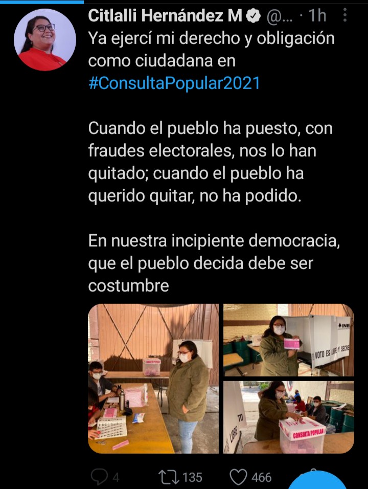 Citlalli exhibiendo que en la casilla donde votó era tanto el interés ciudadano que solo estaban ella y las moscas 🤭 #ConsultaPopular2021
#barbacoa
#MeQuedoEnCasa 
#ConsultaInútil