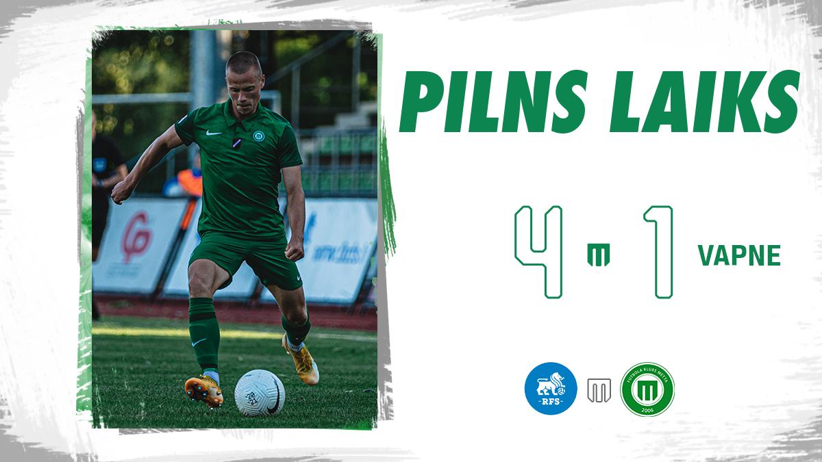 FSMETTA's tweet photo. Spēle noslēgusies!

@RFSDaily 4:1 (2:0) FK Metta

Paldies @FSMettaUltras par klātienes atbalstu svētdienas vakarā! 💚⚪
#fkmetta #RFSvsMET #Virslīga2021 https://t.co/wpni3xvf9M
